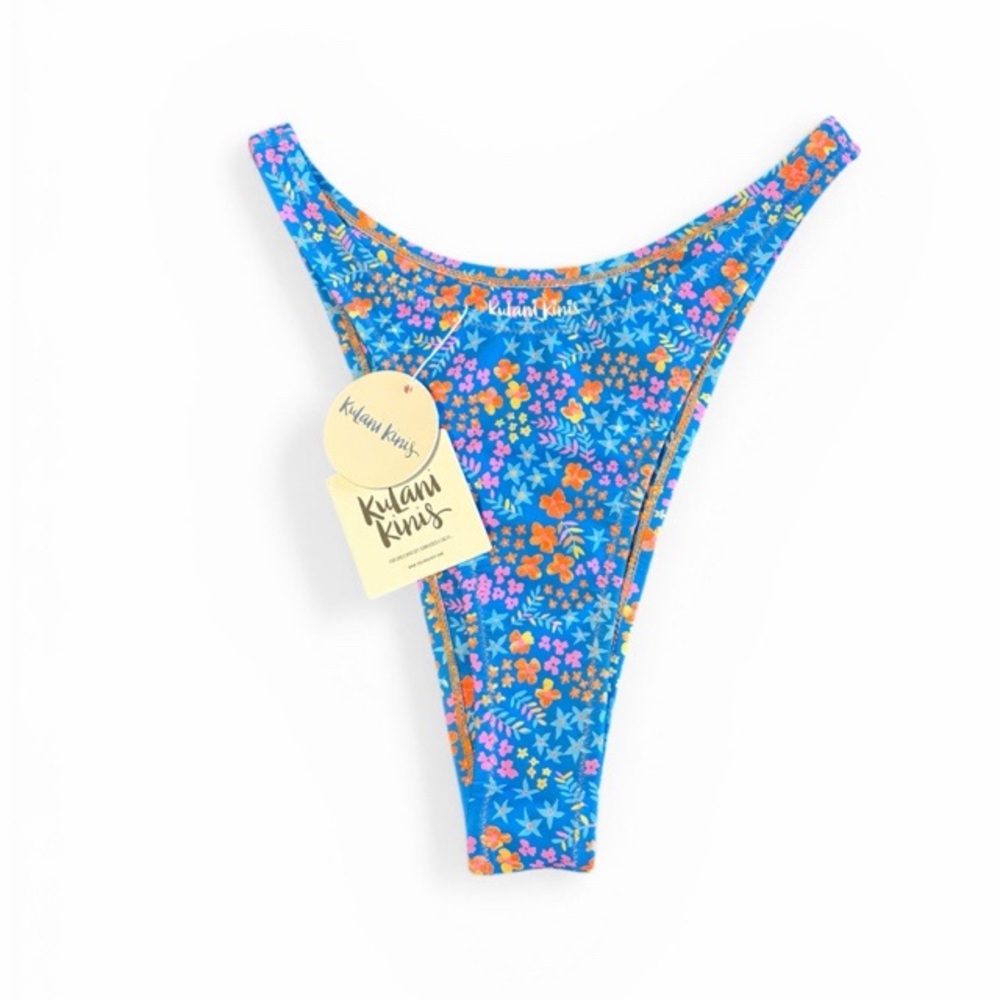 Kulani Kinis Floral High Leg Vintage Bombshell Bikini Bottoms NWT